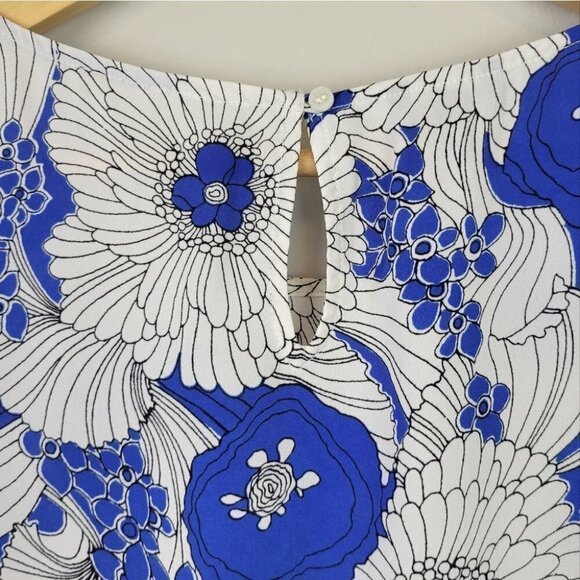 𝅺talbots Floral SS Blouse Blue White M - Picture 5 of 10